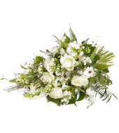 Rouwboeket wit veldbloemen