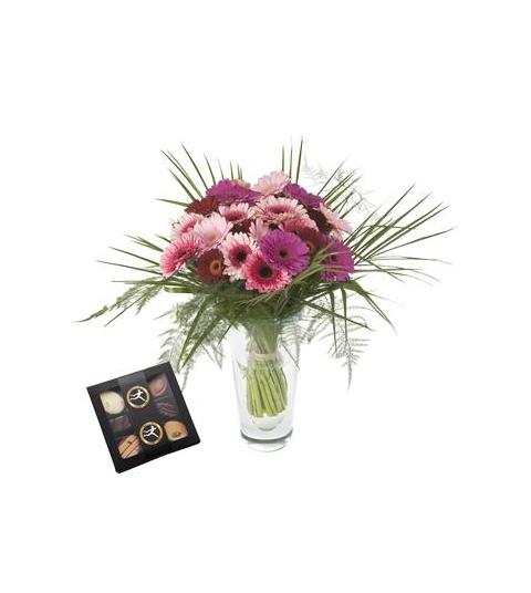 Gerbera boeket in tinten + bonbons