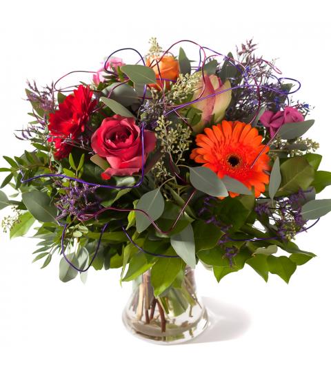 Valentijnsboeket oranje rood roze