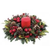 Kerst bloemstuk rood