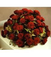 Rouwbloemstuk - 50cm grote rode rozen